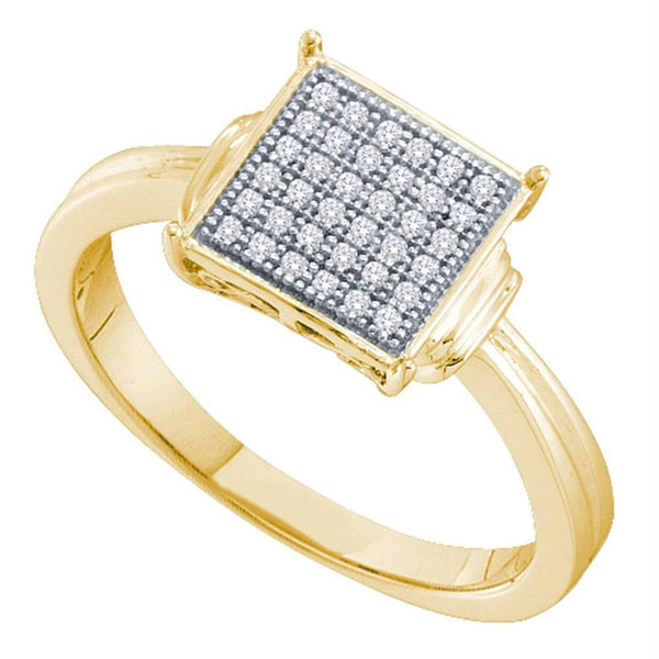 Yellow-tone Sterling Silver Women's Round Diamond Square Cluster Ring 1/10 Cttw - FREE Shipping (US/CAN)