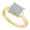 Yellow-tone Sterling Silver Women's Round Diamond Square Cluster Ring 1/10 Cttw - FREE Shipping (US/CAN)