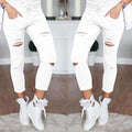Ripped White Denim Capris AExp