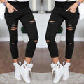 Ripped White Denim Capris-Black-S-JadeMoghul Inc.