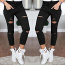 Ripped White Denim Capris-Black-S-JadeMoghul Inc.