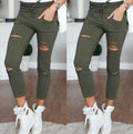 Ripped White Denim Capris-Green-S-JadeMoghul Inc.