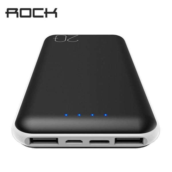 ROCK Power Bank 20000mAh Portable External Battery Charger Dual USB PowerBank for iphone Samsung Xiaomi-China-Black1-JadeMoghul Inc.