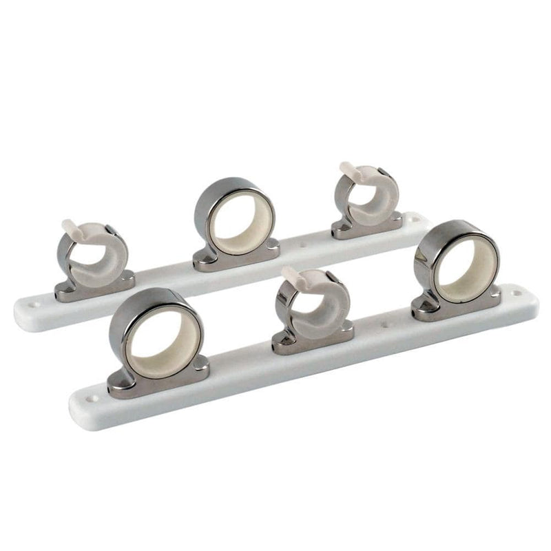 Rod & Reel Storage TACO 3-Rod Hanger w/Poly Rack - Polished Stainless Steel [F16-2753-1] TACO Marine