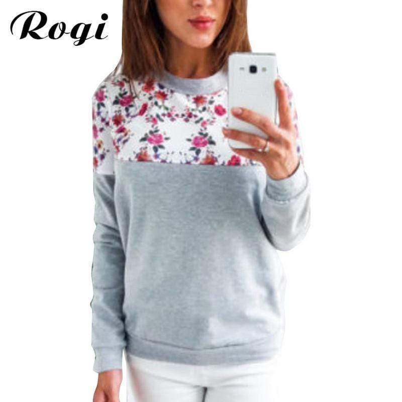 Rogi Floral Print Hoodies Women Pullovers 2018 Spring Harajuku Jumper Thin Sweatshirt Tops Casual O-Neck Tracksuit Plus Size Top JadeMoghul Inc. 