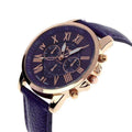 Roman Numerals PU Leather Analog Quartz Colorful Dial Watch-Purple-JadeMoghul Inc.