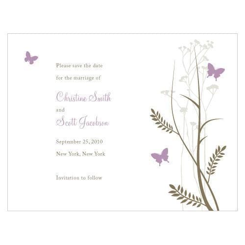Romantic Butterfly Save The Date Card Vintage Pink (Pack of 1)-Weddingstar-Lavender-JadeMoghul Inc.