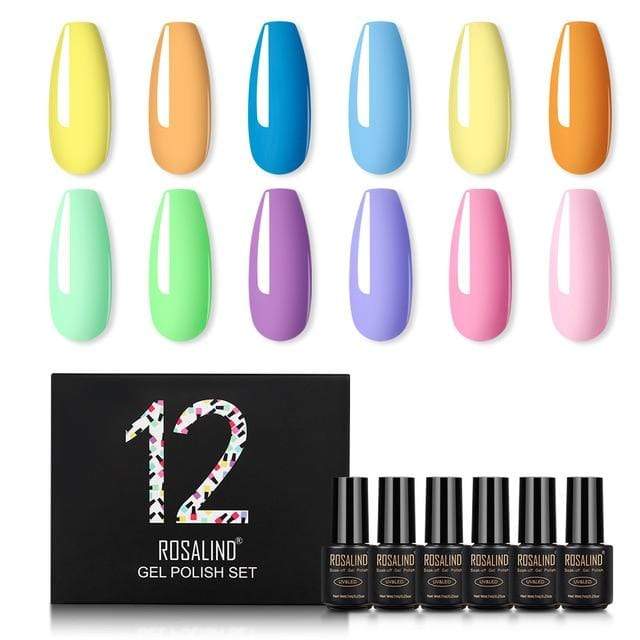 ROSALIND Gel Nail Polish Set Acrylic Nail Kit 12PCS/LOT Soak Off Hybrid Lacquer Semi Permanent Gellak Varnish Set For Manicured AExp