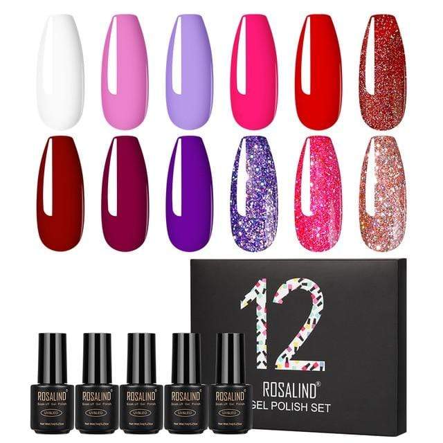 ROSALIND Gel Nail Polish Set Acrylic Nail Kit 12PCS/LOT Soak Off Hybrid Lacquer Semi Permanent Gellak Varnish Set For Manicured AExp