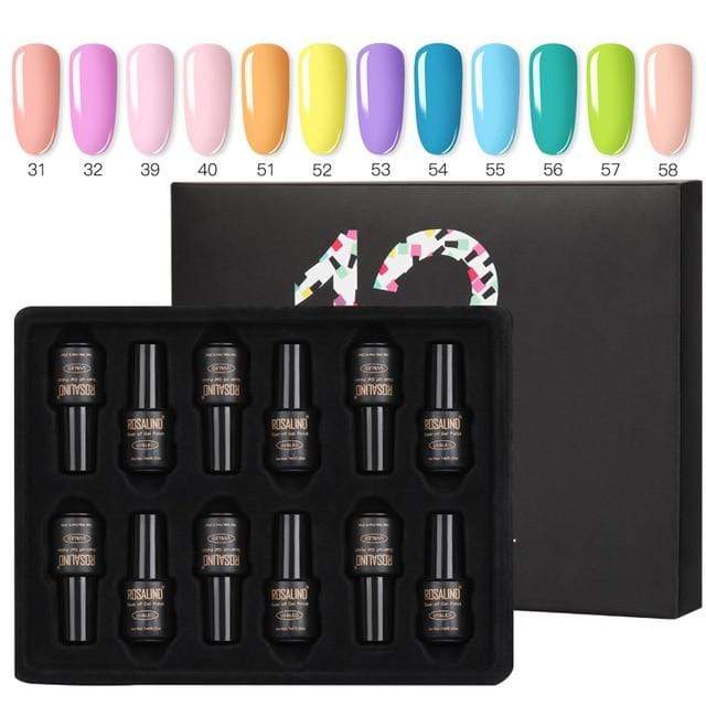 ROSALIND Gel Nail Polish Set Acrylic Nail Kit 12PCS/LOT Soak Off Hybrid Lacquer Semi Permanent Gellak Varnish Set For Manicured AExp