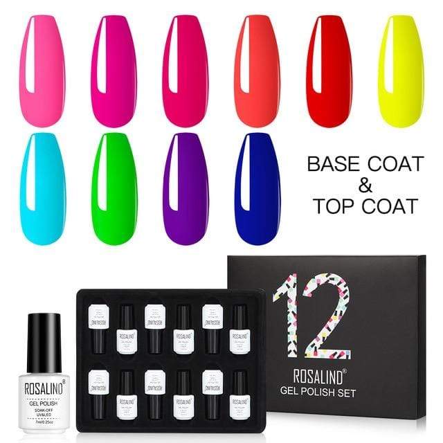 ROSALIND Gel Nail Polish Set Acrylic Nail Kit 12PCS/LOT Soak Off Hybrid Lacquer Semi Permanent Gellak Varnish Set For Manicured AExp