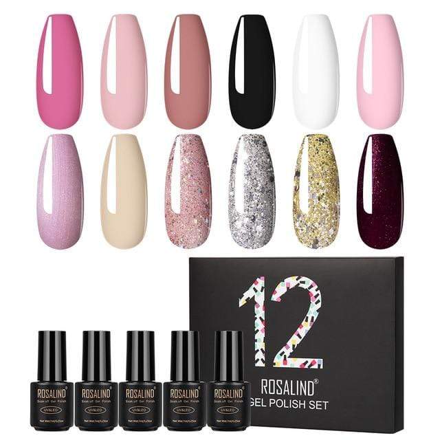ROSALIND Gel Nail Polish Set Acrylic Nail Kit 12PCS/LOT Soak Off Hybrid Lacquer Semi Permanent Gellak Varnish Set For Manicured AExp