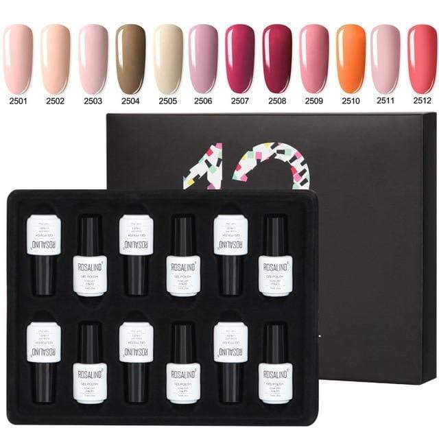 ROSALIND Gel Nail Polish Set Acrylic Nail Kit 12PCS/LOT Soak Off Hybrid Lacquer Semi Permanent Gellak Varnish Set For Manicured AExp