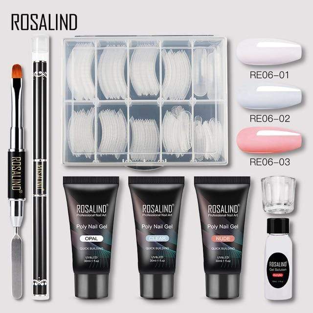ROSALIND Poly Nail Gel Extension Nail Kit All For Manicure Gel Set Acrylic Solution Water Builder Gel Polish For Nail Art Design AExp