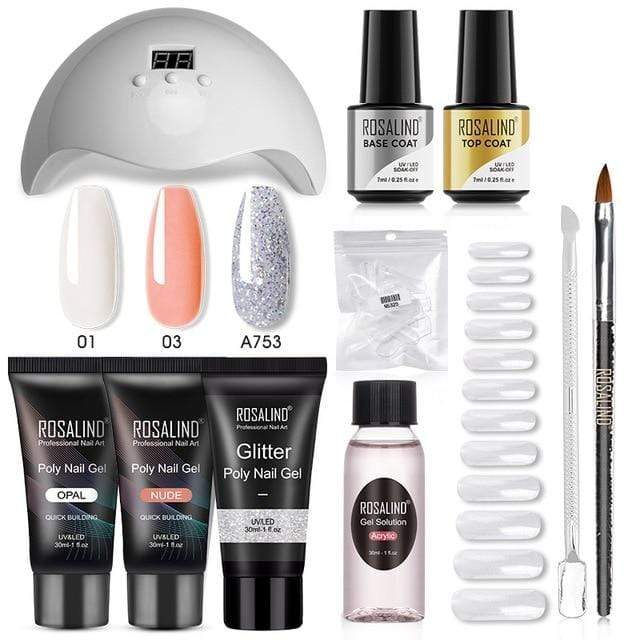 ROSALIND Poly Nail Gel Extension Nail Kit All For Manicure Gel Set Acrylic Solution Water Builder Gel Polish For Nail Art Design AExp