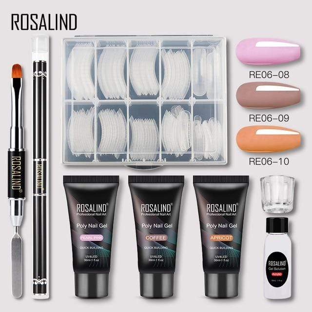 ROSALIND Poly Nail Gel Extension Nail Kit All For Manicure Gel Set Acrylic Solution Water Builder Gel Polish For Nail Art Design AExp