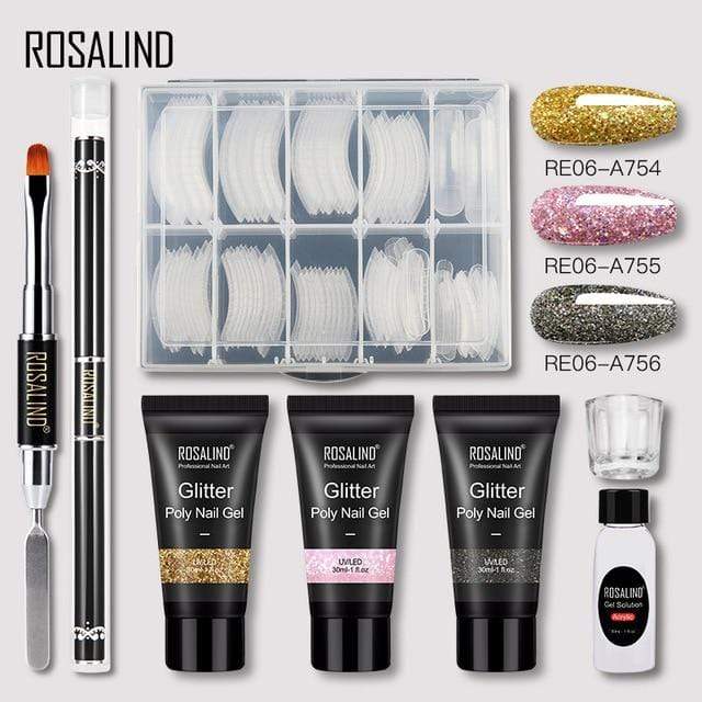ROSALIND Poly Nail Gel Extension Nail Kit All For Manicure Gel Set Acrylic Solution Water Builder Gel Polish For Nail Art Design AExp