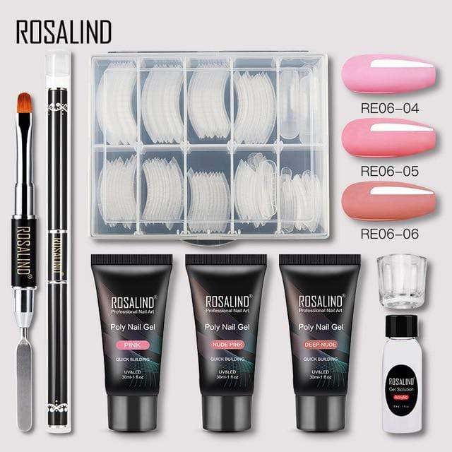 ROSALIND Poly Nail Gel Extension Nail Kit All For Manicure Gel Set Acrylic Solution Water Builder Gel Polish For Nail Art Design AExp