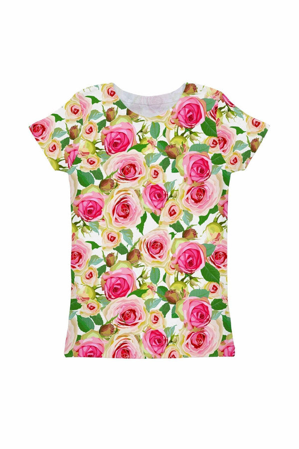 Rosarium Rosarium Zoe Pink & Green Floral Print Cute T-Shirt - Girls Zoe T-Shirt