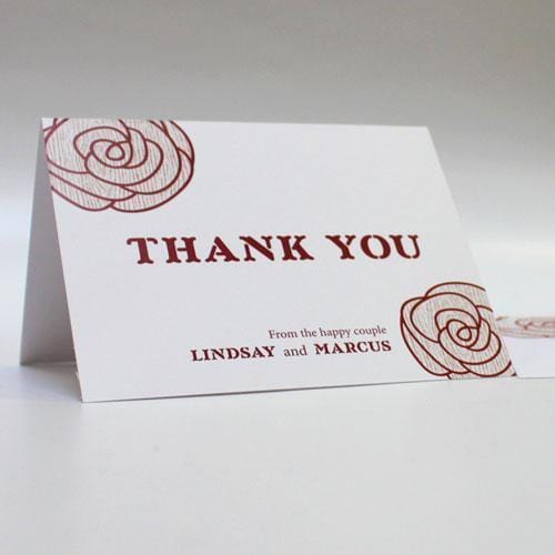 Rose Thank You Card Plum (Pack of 1)-Weddingstar-Pastel Pink-JadeMoghul Inc.