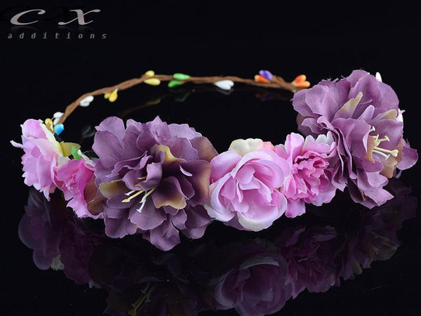 Roses Carnations Peony Flower Halo Bridal Floral Crown Hair Wreath Mint Head Wreath Wedding Accessories Headpiece Bridesmaid-1-JadeMoghul Inc.