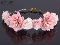 Roses Carnations Peony Flower Halo Bridal Floral Crown Hair Wreath Mint Head Wreath Wedding Accessories Headpiece Bridesmaid AExp