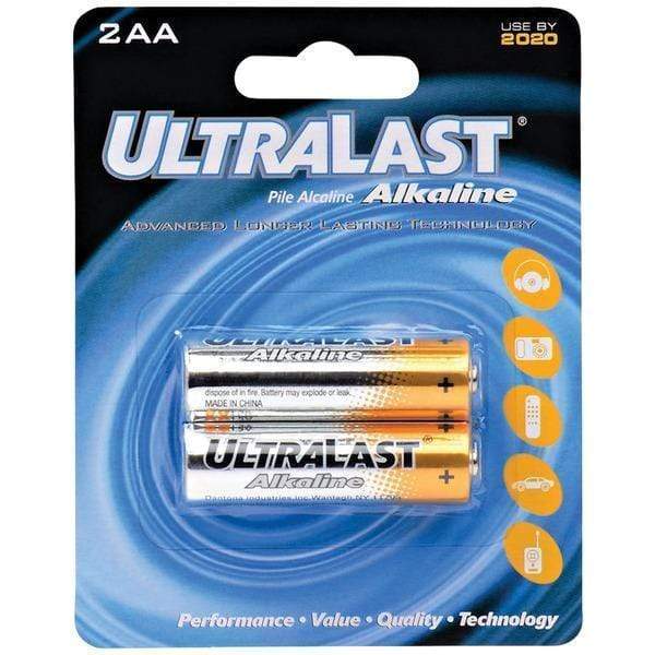 Round Cell Batteries ULA2AA AA Alkaline Batteries, 2 pk Petra Industries