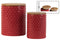 Round Ceramic Canister With Pimpled Pattern, Set of 2, Red-CANISTER SETS-Red-Ceramic-JadeMoghul Inc.