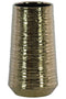Round Ceramic Vase With Combed Design, Large, Gold-Vases-Gold-Ceramic-JadeMoghul Inc.