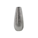Round Ceramic Vase With Dimpled Pattern, Large, Silver-Vases-Silver-Ceramic-JadeMoghul Inc.