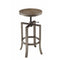 Round Chic Industrial Rustic Adjustable Swivel Bar Stool, Brown ,Set of 2