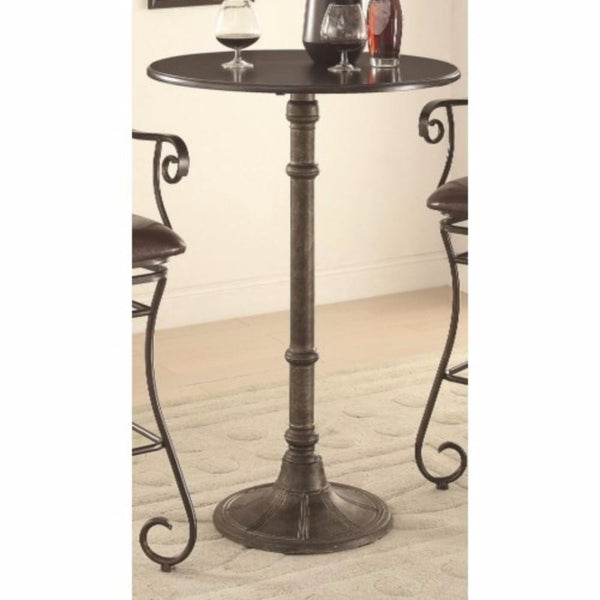 Round Industrial Metal Counter Height Table, Black-Console Tables-Black-Metal-JadeMoghul Inc.