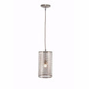 Round Metal Cutout Hanging Lamp, Silver-Lamps-Silver-metal-JadeMoghul Inc.
