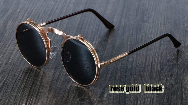 Round Metal Retro Flip Sunglasses