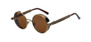 Round Metal Sunglasses / Fashion Designer Vintage Sunglasses-Brass w brown lens-JadeMoghul Inc.