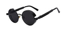 Round Metal Sunglasses / Fashion Designer Vintage Sunglasses-Matt Black w black-JadeMoghul Inc.