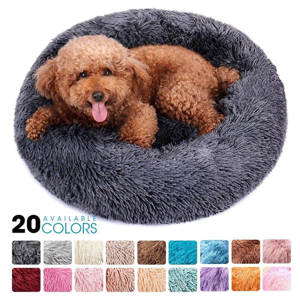 Round Plush Dog Bed House Dog Mat Winter Warm Sleeping Cats Nest Soft Long Plush Dog Basket Pet Cushion Portable Pets Supplies AExp