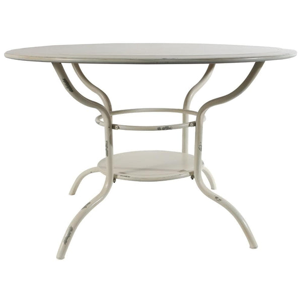 Round Shaped Metal Table With Bottom Space, White-Tables-White-Metal-JadeMoghul Inc.