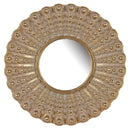 Round Shaped Polyresin Photo Frame with Mirror and Gold Leaf Design , Gold