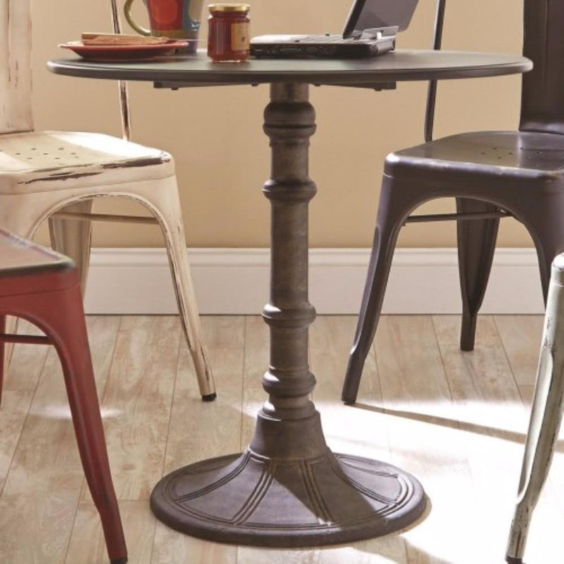 Round Transitional MDF and Metal Bistro Dining Table, Bronze-Dining Tables-Bronze-MDF and Metal-JadeMoghul Inc.