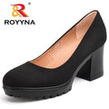 ROYYNA 2017 New Fashion Style Women Pumps Shallow Ladies Platform Shoes Round Toe Square Heels Women Wedding Shoes Wholesales-Black-5.5-JadeMoghul Inc.