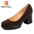 ROYYNA 2017 New Fashion Style Women Pumps Shallow Ladies Platform Shoes Round Toe Square Heels Women Wedding Shoes Wholesales-COFFEE-5.5-JadeMoghul Inc.
