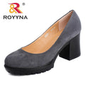 ROYYNA 2017 New Fashion Style Women Pumps Shallow Ladies Platform Shoes Round Toe Square Heels Women Wedding Shoes Wholesales-DARK GREY-5.5-JadeMoghul Inc.