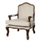 Rubber Wood Accent Chair With Polyester Seat and Back, Brown & Cream-Accent Chairs-Brown & Cream-Rubber Wood Polyester-JadeMoghul Inc.