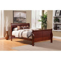 Rubberwood Full Size Sleigh Bed In Brown-Sleigh Beds-Brown-Rubberwood Solids And Poplar Veneer-JadeMoghul Inc.