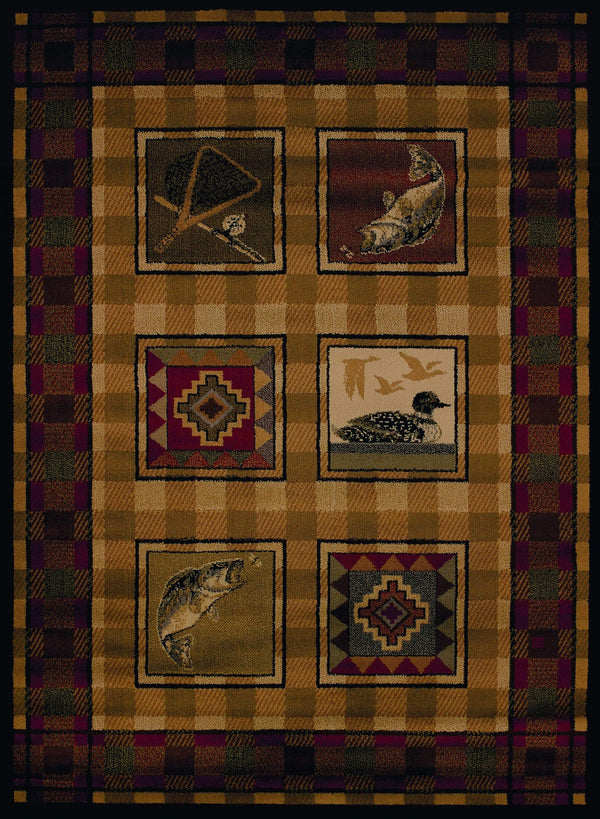 Rugs Accent Rugs - 22" x 26" x 0.4" Lodge Polypropylene Stamp Lodge Accent Rug HomeRoots