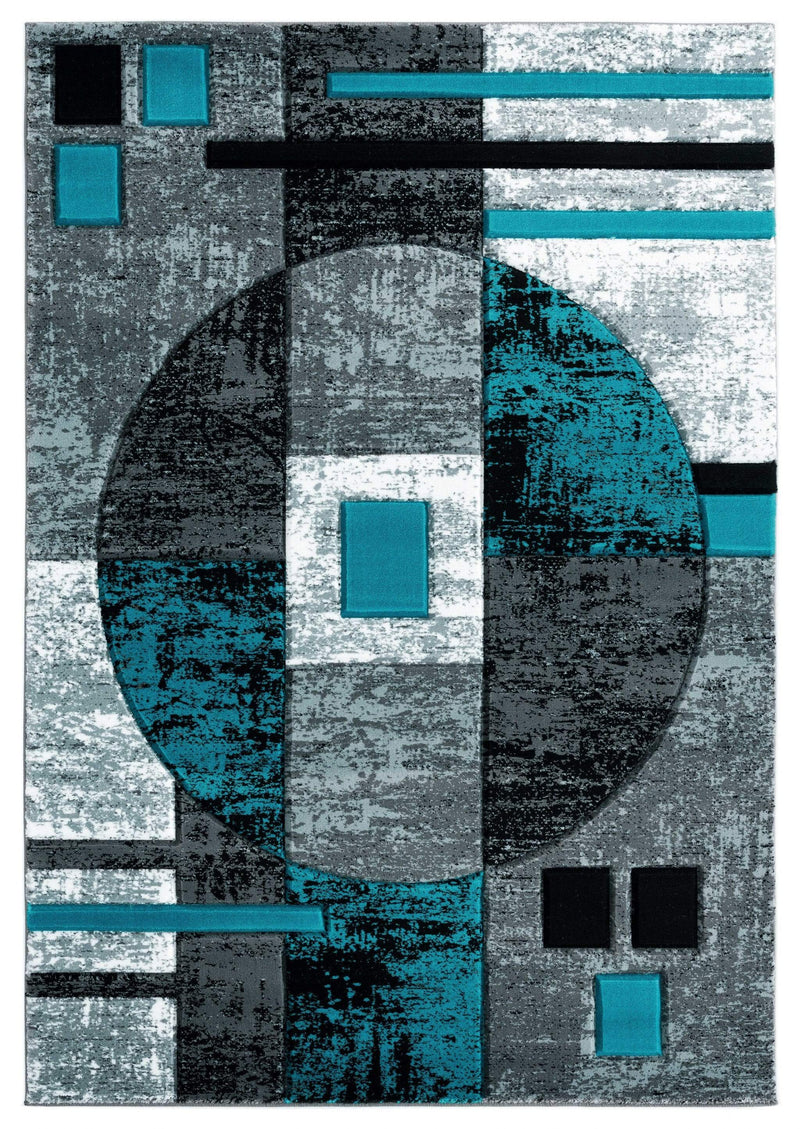 Rugs Accent Rugs 22" x 32" x 0.5" Turquoise Olefin/Polypropylene Accent Rug 7195 HomeRoots