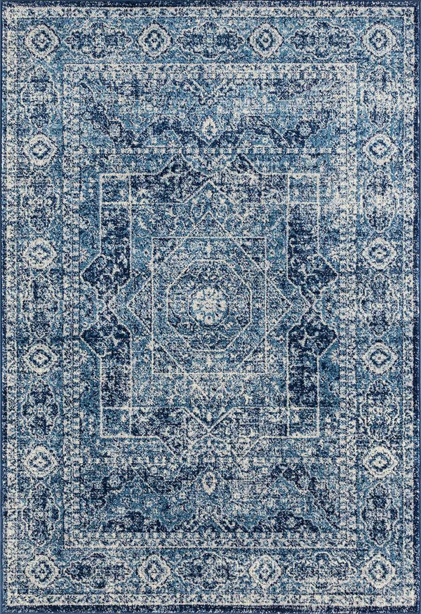 Rugs Accent Rugs 22" x 36" x 0.35" Midnight Blue Olefin/Frieze Accent Rug 6472 HomeRoots