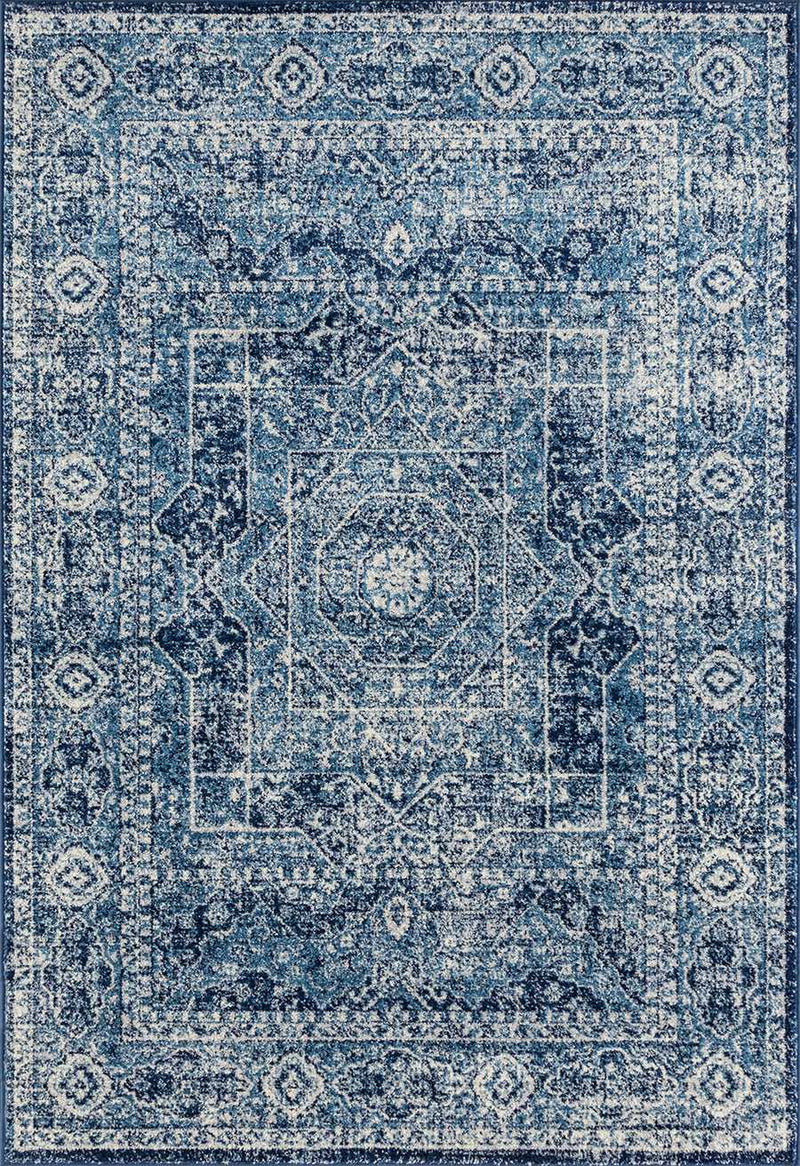 Rugs Accent Rugs 22" x 36" x 0.35" Midnight Blue Olefin/Frieze Accent Rug 6472 HomeRoots