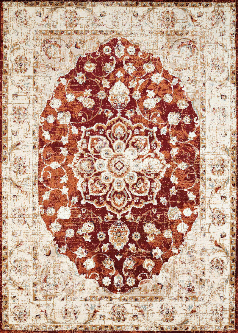 Rugs Accent Rugs 22" x 36" x 0.39" Crimson Olefin Accent Rug 7105 HomeRoots